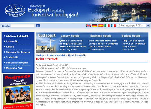Budapest hivatalos turisztikai honlapja Turisztikai honlap