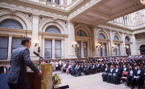 Szijjártó Péter a menekültkérdésről is beszélt a Budapesti Corvinus Egyetemen