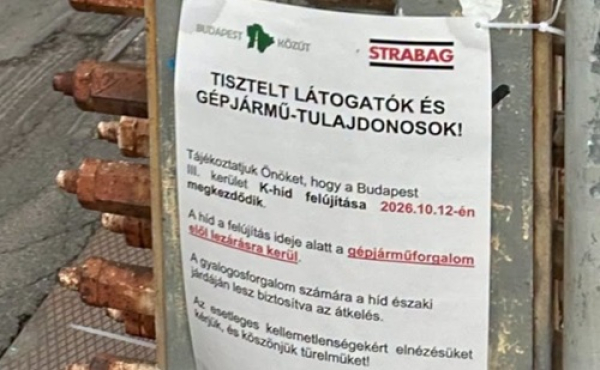 Elstartolt Budapesten az óbudai K-híd felújítása